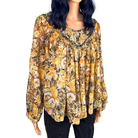 Free People We The Free Cool Meadows Floral Print Boho Top - Picture 4 of 8